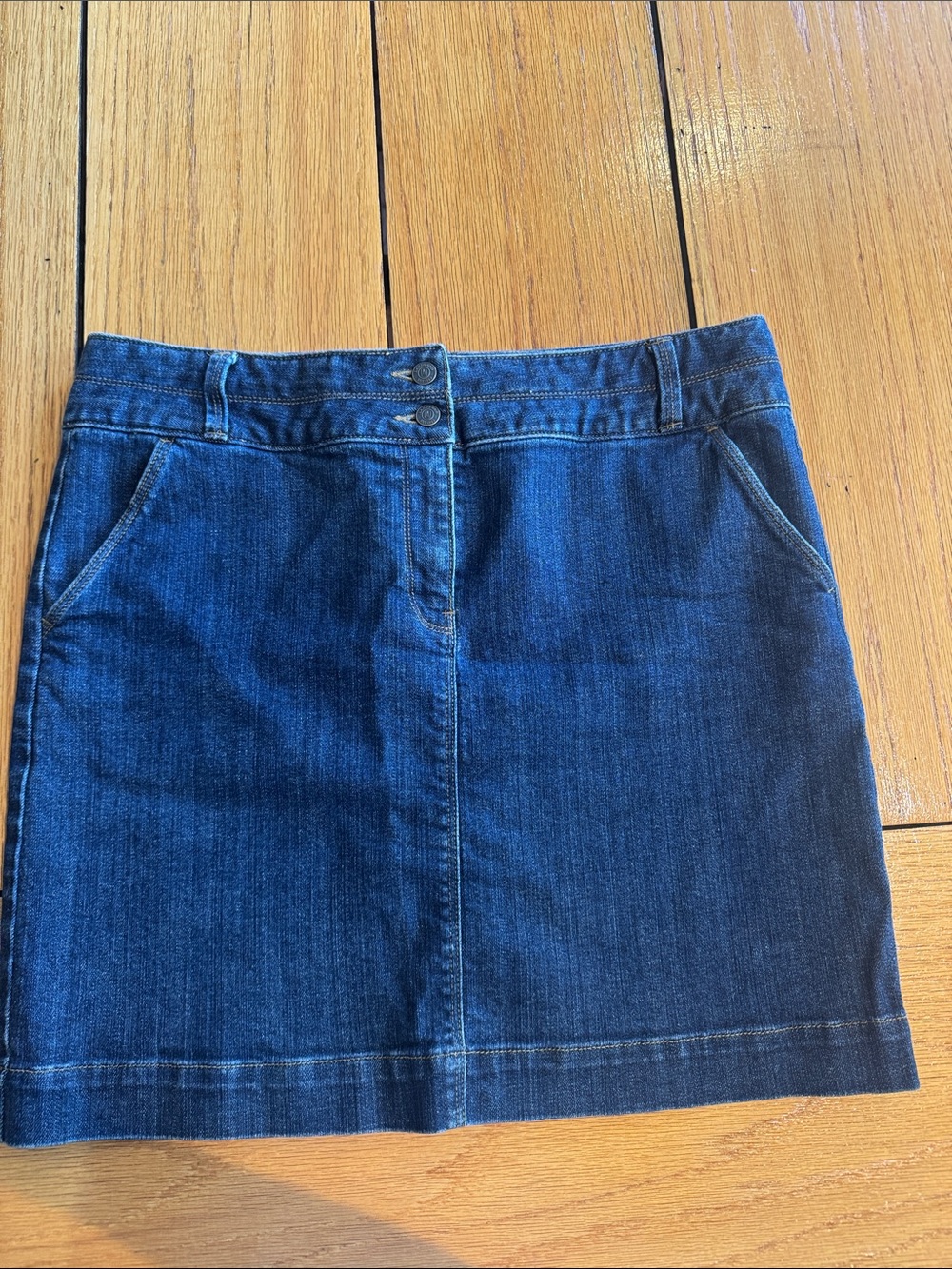 Lands' End Dark Blue Denim Mini Skirt
